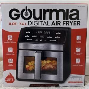 Gourmia 8-Quart Digital Air Fryer w/ Window & Light, Countertop, Black, NEW